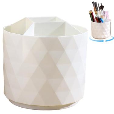 Imagem de Porta-lápis giratório para mesa, suporte giratório de 360°, organizador de mesa com 5 compartimentos, 12 x 12 x 14 cm para artigos de papelaria, maquiagem, material de escritório