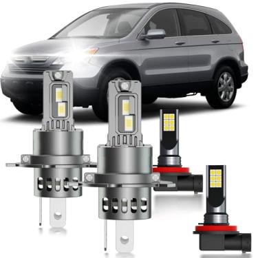 Imagem de HUOKEDS Para Honda CRV 2007-2014 Conjunto de lâmpadas de faróis de neblina, 4 peças de feixe duplo branco super brilhante e pacote de luz de neblina Blubs, tamanho 1:1 como lâmpadas de estoque, Plug