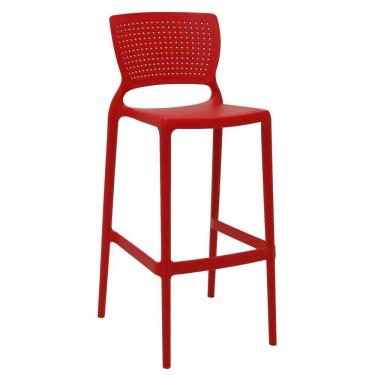 Imagem de Cadeira Tramontina Safira Alta Bar Em Polipropileno E Fibra De Vidro Vermelho