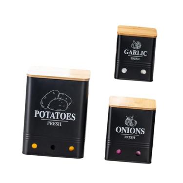 Imagem de WeiLaiKeQi 3pcs de cebola batata alho armazenamento de contêineres com orifícios de ventilação portáteis durabilidade de durabilidade latas de armazenamento