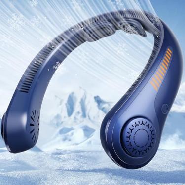 Imagem de Ventilador de pescoço portátil - Ventilador pessoal recarregável com suporte de pescoço, 5 velocidades, resfriamento total, sem lâmina, leve, silencioso, ventiladores de pescoço que sopram ar frio