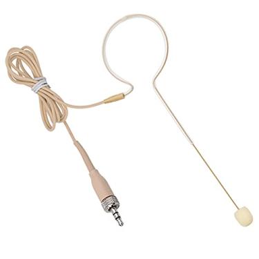 Imagem de XGWTH Microfone para fone de ouvido ouvido único Headworn Over Ear Hanging Condenser Omnidirecional Microfone compatível com sistema sem fio Sennheiser Transmissor Bodypack 1,2 m Cabo 3,5 mm Plugue de parafuso fêmea