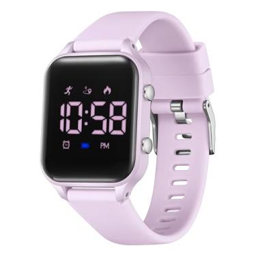 Imagem de L LAVAREDO Relógios digitais infantis à prova d'água para meninos e meninas, relógio esportivo com pedômetro, cronômetro, alarme vibratório para idades de 5 a 13 anos, sem aplicativo, monitor de