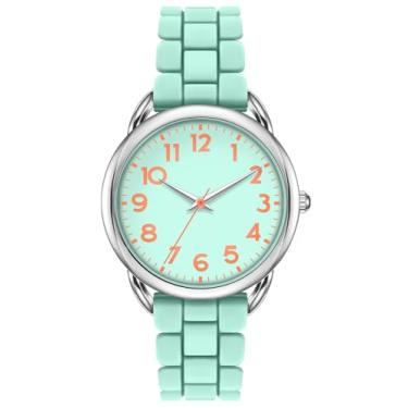 Imagem de Relógio feminino de 35 mm, mostrador grande, fácil leitor, à prova d'água, menta/laranja, Relógio casual