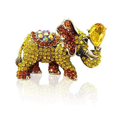 Imagem de Cifibifun Broche de cristal de elefante, pingente de animal, acessórios de moda para mulher, menina, strass, estilo clássico luxuoso, com embalagem de presente para ela, Strass, Strass