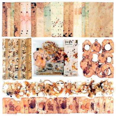 Imagem de Vintage Scrapbook Kit, 90 Sheets Coffee Stain Manuscripts Materials, Scrapbooking Stickers and Decorative Papers Collage, Ephemera for Junk Journal Supplies, Journaling, Crafts Arts, Scrap Booking