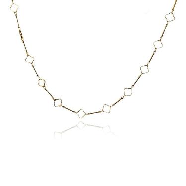 Imagem de Colar Curto Flor Vazada Folheada Em Ouro 18K