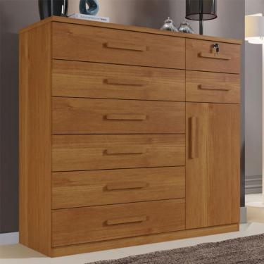 Imagem de Cômoda Vitoria 1 Porta E 8 Gavetas Plus Com Escala De Brilho Em Fosco Benetil Cinamomo