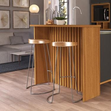 Imagem de Bancada Ripada Para Cozinha 128 Cm Cairo Fidelitá Freijó