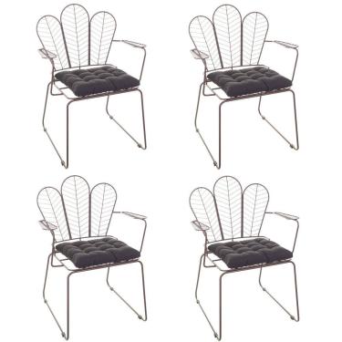 Imagem de Conjunto Com 4 Cadeiras Para Sala De Estar Vegas Aço Corten/preto