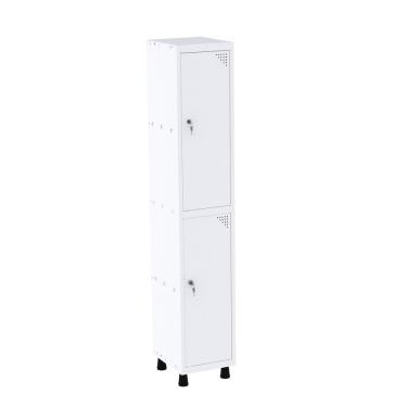 Imagem de Roupeiro Em Aço Mt 1v 2 Portas Fechadura Com Prateleira Interna Branco