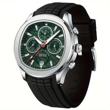 Imagem de Relógio Ofns Masculino - Brilho Noturno, à Prova D'água 30m, Calendário & Cronômetro Preto Verde