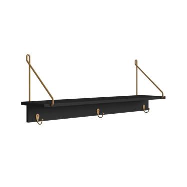 Imagem de Prateleira Decorativa Multiuso Com 3 Ganchos Nero-dourado