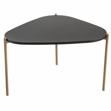 Imagem de Mesa De Centro Orgânica Artesano 59 Cm (largura) Em Mdp Nero (preto) E Pés Em Aço Dourado