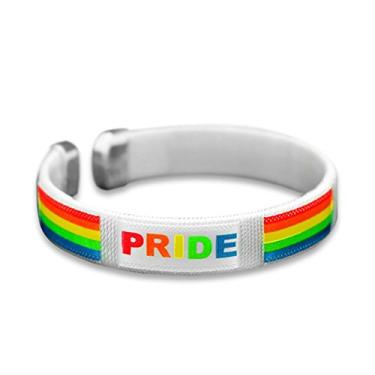 Imagem de Pulseira de tecido arco-íris Orgulho Gay – Pulseira de arco-íris para orgulho gay, orgulho lésbico, orgulho transgênero, conscientização LGBTQ – apoio à causa LGBTQ – 1 pulseira, Vinil
