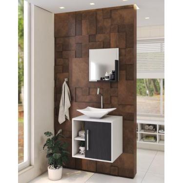 Imagem de Gabinete P/Banheiro C/cuba L38 e Espelheira Soft 50cm - Compace, Branc