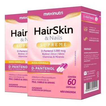 Imagem de Kit 2 Hairskin & Nails Supreme D-pantenol Maxinutri 60 Cápsulas