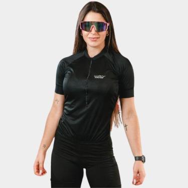 Imagem de Camisa de Ciclismo Feminina Way Fresh Preto Proteção Uv Bolsos Traseir