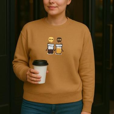 Imagem de Moletom Gola Careca Modinha Estamp Copos Americanos 003 Café Meme Engr