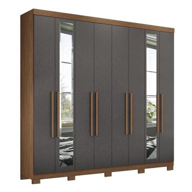 Imagem de Guarda Roupa Casal Master New 8 Portas Jatobá-grafite Com Espelho E Pés - Santos Andirá Jatobá-grafite
