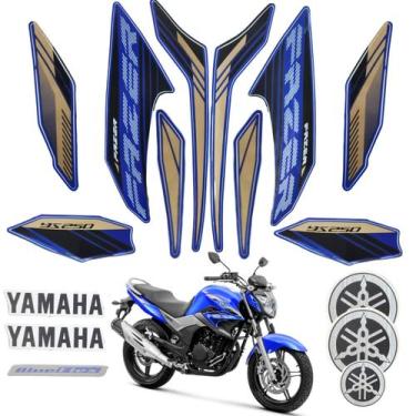 Imagem de Kit Gráfico Adesivo Completo Ys250 Fazer 250 2016 Flex Azul - MOTORYAM