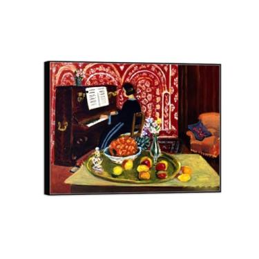 Imagem de BMZFYBS Quadro preto arte de parede pinturas famosas - imagens em tela para sala de estar - pianista e natureza morta - pôster e impressões de decoração de casa 60 x 80 cm 24 x 31 pol