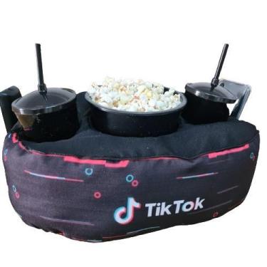 Imagem de Almofada Com Bolso Porta Pipoca Balde + Copos Tiktok 1 - Maria dos Rei