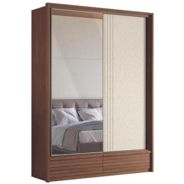 Imagem de Roupeiro 2 Portas Ripado Com Espelho Flex Lens Jatoba Areia - CASA H