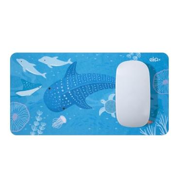 Imagem de Mouse pad fofo Whale Shark Voyage para laptop, capa de teclado de microfibra ultrafina 3 em 1 e limpador de tela, mouse de viagem lavável com base antiderrapante para mesa, computador, escritório