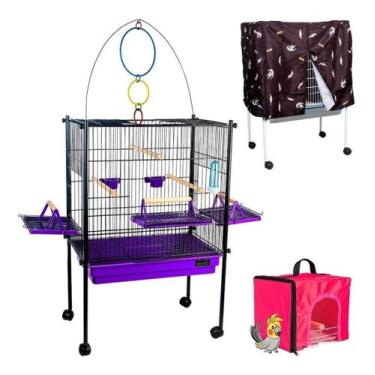 Imagem de Gaiola Viveiro Calopsita Aves Com Bolsa E Capa Protetora - Jel Plast, 