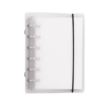 Imagem de Zelten Pasta de arquivo colorida de PP para fichário de folhas soltas com refil de caderno/organizador pessoal (mini conjunto A7 de 6 furos, branco)