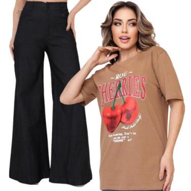 Imagem de Kit de pantalona de bengaline e camiseta cherry - La Germania, Calça p