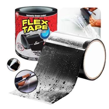 Imagem de Fita Impermeabilizante Vedação Reparos Cano Resistente Água Flex Tape 