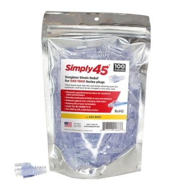 Imagem de Simply45 Alívio de tensão UTP integrado Snagless para Simply45 Pass-Through, PROSeries e RJ45 padrão - Pacote com 100 peças, saco resselável - S45-B002