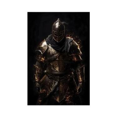 Imagem de Arte da lona do samurai do vintage, preto e ouro, Graffiti abstrato ja