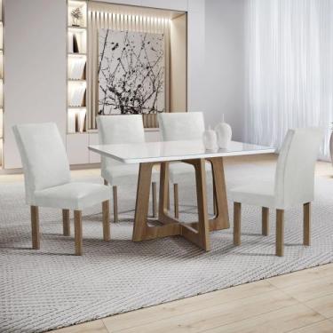 Imagem de Conjunto Mesa Arizona 120cm com 4 Cadeiras Canela Tampo Smart Plus com