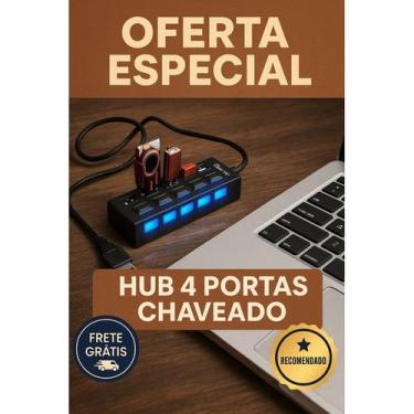 Imagem de Hub Usb 2.0 4 Portas Expansor hub usb cabo hub usb Alta Velocidade com