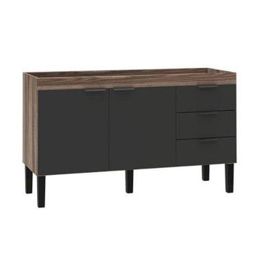 Imagem de Gabinete Madeira Flamingo 1741Mm Tamarindo/Preto Montado (Pia 180) Cozimax