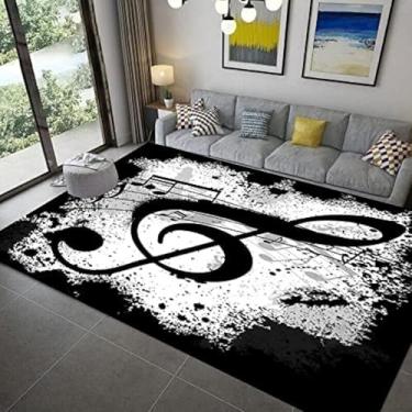 Imagem de Tapetes Chic De Notas Musicais De Animais Cinza Preto 3d Sala De Estar, Sala De Jantar, Quarto - Macio Pilha Média Para Fácil Cuidado, 140 x 200cm(4.5ft x 6.5ft)
