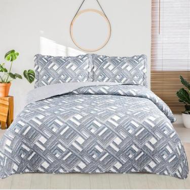 Imagem de Kit Colcha/Cobre Leito Romma Queen - 2 Porta Travesseiros  Têxtil Arte