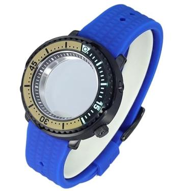 Imagem de FEIYASHI Caixa de relógio preta de aço inoxidável, vidro de cristal de safira para NH34 NH35, movimento 100 m, impermeável, atum, tartaruga, enlatada, 2 movimentos NH35 + anel capítulo preto, Caixa de