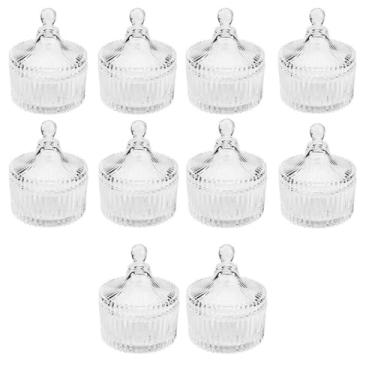 Imagem de Kit 10 Potiches de Cristal com Tampa Carrosel Lyor 6,5x9cm Bomboniere Decorativo Lembrancinha