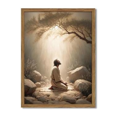 Imagem de Arte de parede em tela de Jesus orando, pinturas de decoração de parede com imagens cristãs, impressões religiosas, decoração de casa para sala de estar, quarto, igreja, sala de oração, sala de jantar