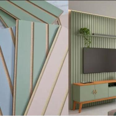 Imagem de Placa Ripadas MDF Autocolante 45cm por 11cm fácil instalação - Genêric