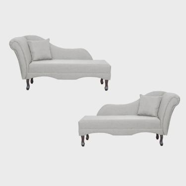 Imagem de Kit 02 Divãs Recamier Namoradeira Olívia Lado Direito e Esquerdo Linho Cores - ds Estofados