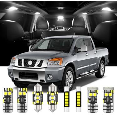 Imagem de 16 peças de substituição de luzes LED interiores para Nissan Titan A60 2004-2015 lâmpada interna de LED branca com ferramenta de instalação