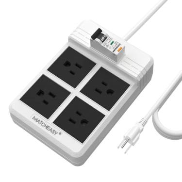 Imagem de MATCHEASY Filtro De Linha Gfci Com 4 Tomadas, Cabo De Extensão De Alta Resistência De 9,84 Pés (1875 W/15 A) Com Disjuntor Diferencial De 30 Ma Para Produção Residencial/Industrial, Oficina/Garagem/