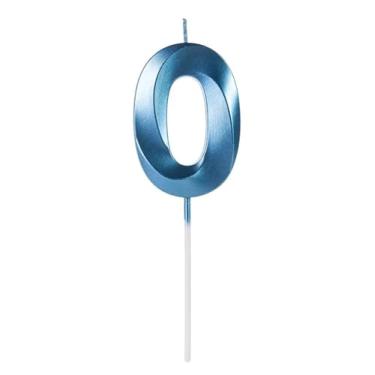Imagem de Vela de Aniversario Design Azul Perolizada (Numero 0)