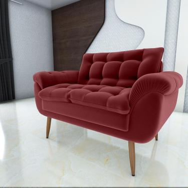 Imagem de Poltrona Decorativa Xangai 2 Lugares Veludo Vermelho - Matrix