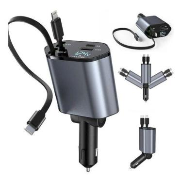 Imagem de Carregador Turbo Carro Retrátil Para Tipo-c Lightning 120w - carregado